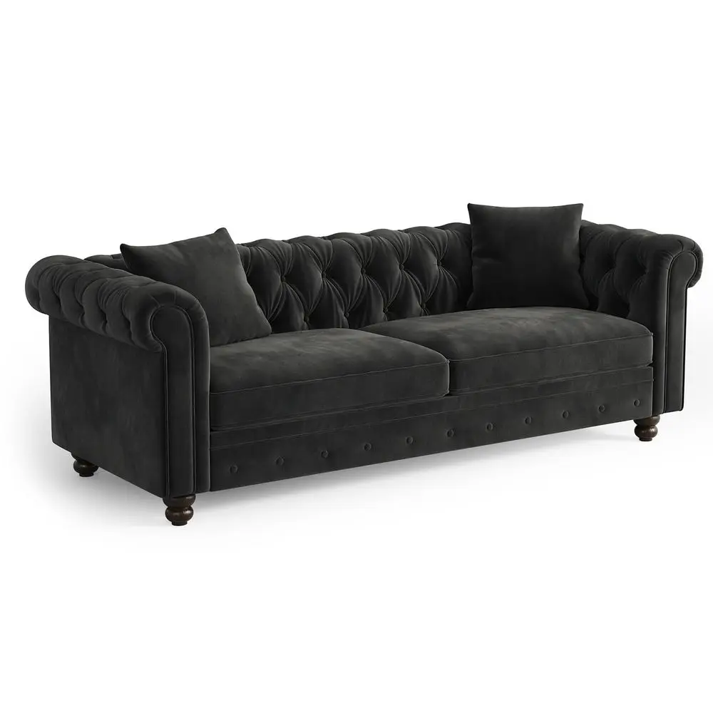 82 Inch Chesterfield Sofa, 23 Inch Deep Seat Velvet Couch for Living Room, Button Tufted Couch with Rolled Arms, 2 Throw Pillow
82 Inch Chesterfield Sofa, 23 Inch Deep Seat Velvet Couch for Living Room, Button Tufted Couch with Rolled Arms, 2 Throw Pillow