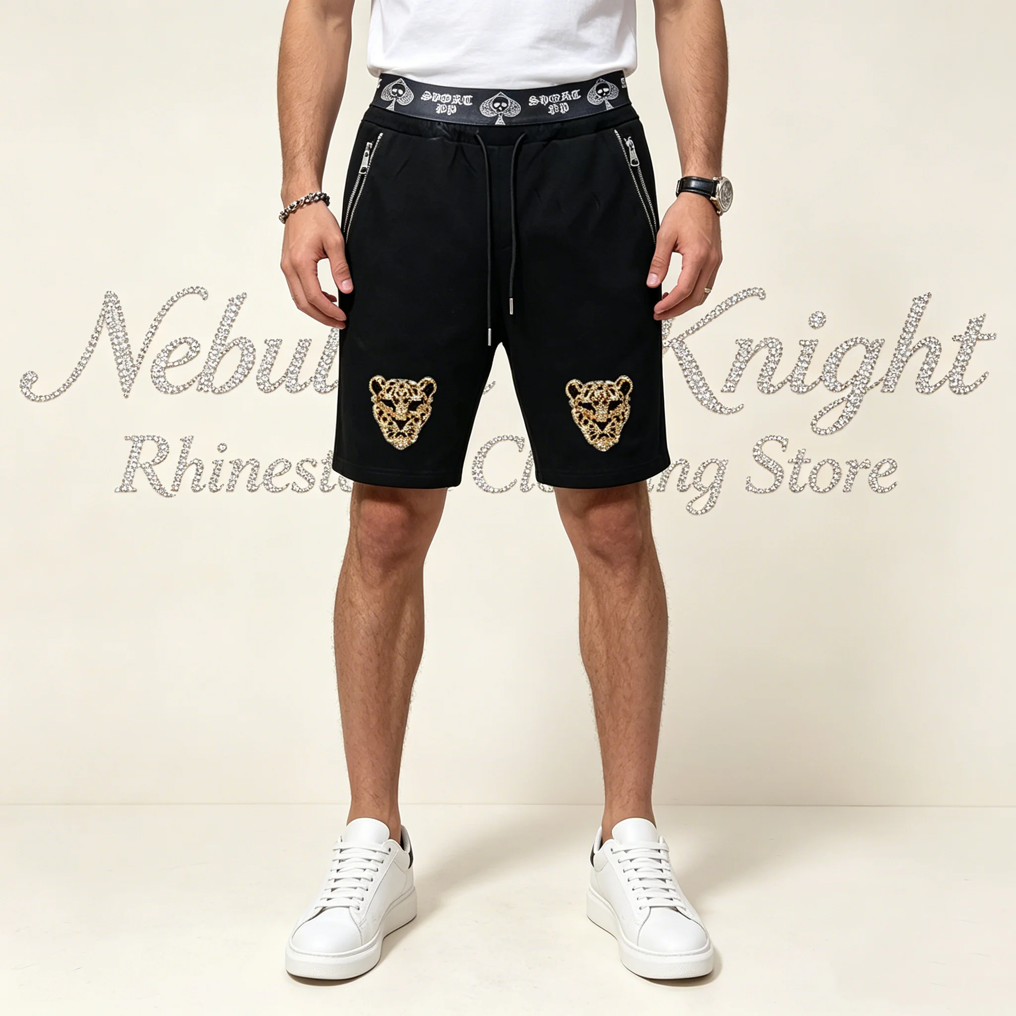 Men Summer Rhinestone Sports Jogger Shorts Drawstring Elastic Waist Zipper Pocket Casual Running Gym Beach Board Shorts
Men Summer Rhinestone Sports Jogger Shorts Drawstring Elastic Waist Zipper Pocket Casual Running Gym Beach Board Shorts