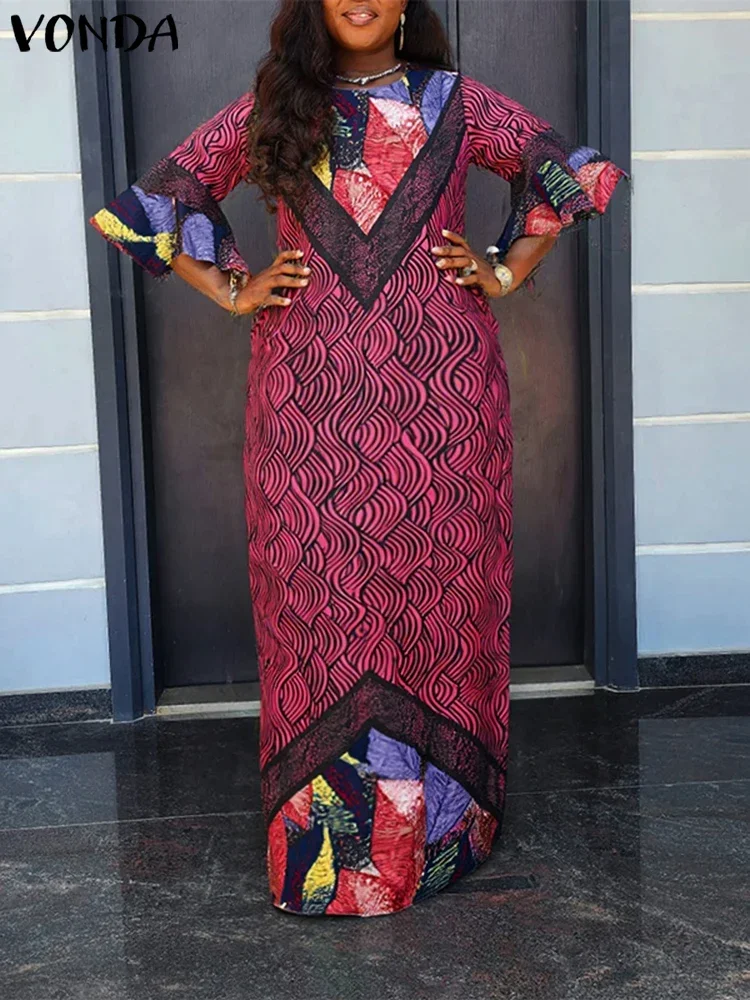 Plus Size Vintage Printed Maxi Long Dress Women 3/4 Sleeve Sundress 2025 VONDA Fashion Autumn Party Vestidos Casual Loose Robe
Plus Size Vintage Printed Maxi Long Dress Women 3/4 Sleeve Sundress 2025 VONDA Fashion Autumn Party Vestidos Casual Loose Robe