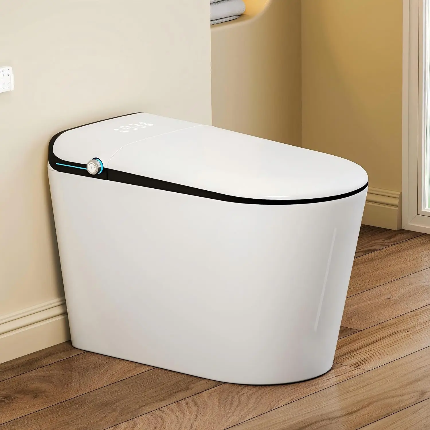 Smart Toilet with Bidet Built in, One Piece Bidet Toilet for Bathrooms, Warm Water Wash & Dryer, Foot Sensor Flush, Elongated He
Smart Toilet with Bidet Built in, One Piece Bidet Toilet for Bathrooms, Warm Water Wash & Dryer, Foot Sensor Flush, Elongated He