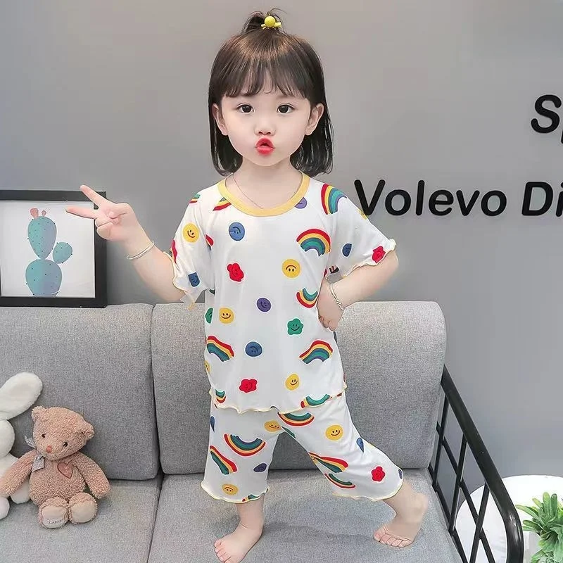 Ice Silk Soft Children's Sleepwear Short Sleeve Thin Version Home Clothes for Girls Kids Summer Air Conditioner Suit Trendy K...
Ice Silk Soft Children's Sleepwear Short Sleeve Thin Version Home Clothes for Girls Kids Summer Air Conditioner Suit Trendy K...