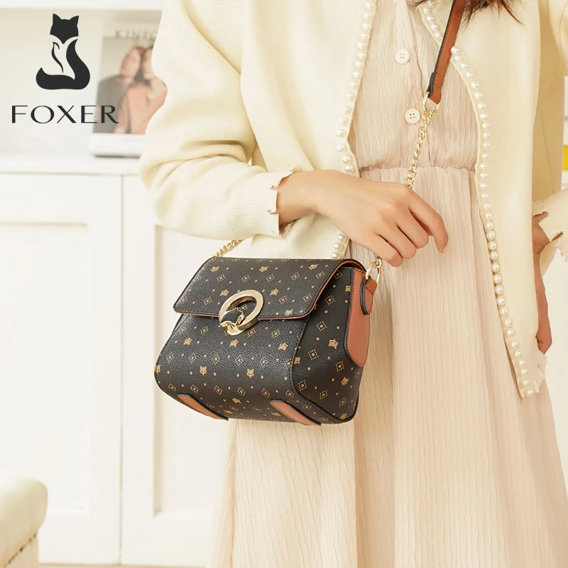 FOXER Brand Printing Women Shoulder Bag Signature PVC Fashion Messenger Bag Simple Crossbody Bag Lady Small Chain Bag
FOXER Brand Printing Women Shoulder Bag Signature PVC Fashion Messenger Bag Simple Crossbody Bag Lady Small Chain Bag