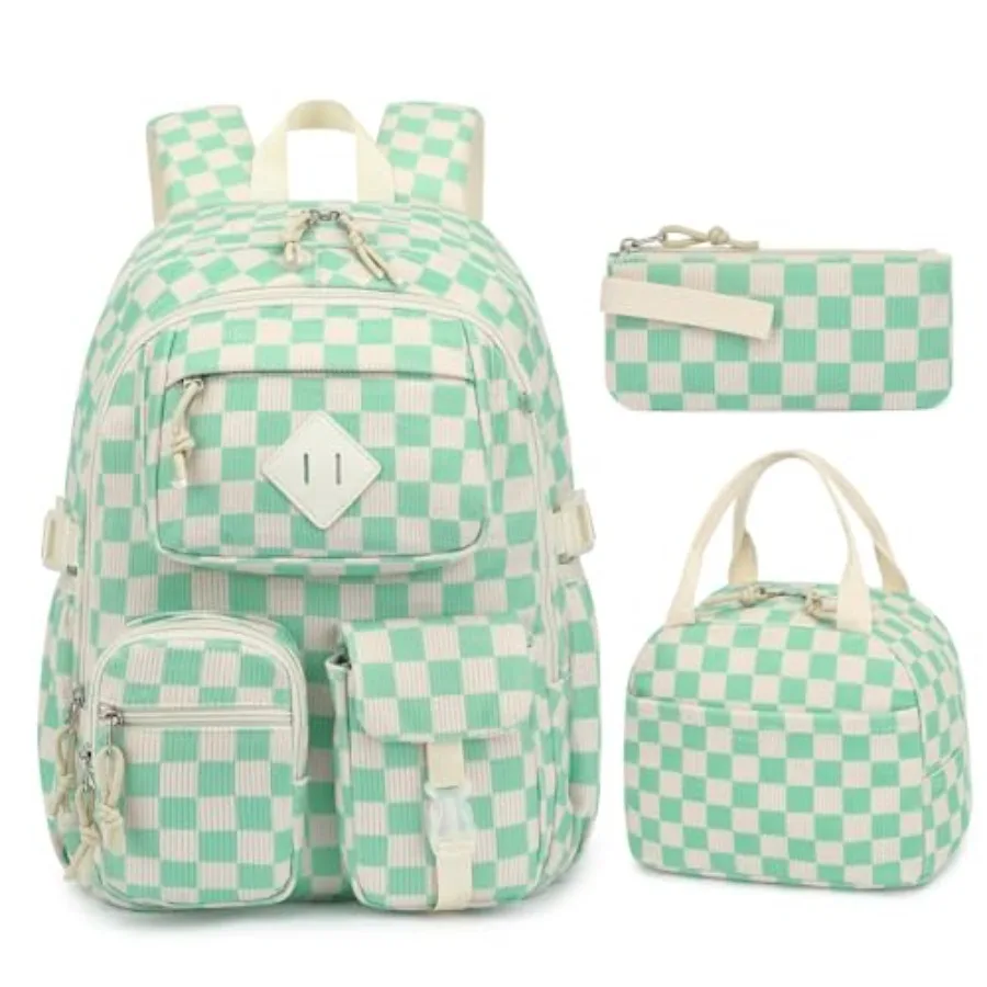 Corduroy 3-Piece Backpack Set for Girls Boys School Bookbag, Backpacks with Lunch Box and Pencil Case Ages 8-18 -Green Checkere
Corduroy 3-Piece Backpack Set for Girls Boys School Bookbag, Backpacks with Lunch Box and Pencil Case Ages 8-18 -Green Checkere