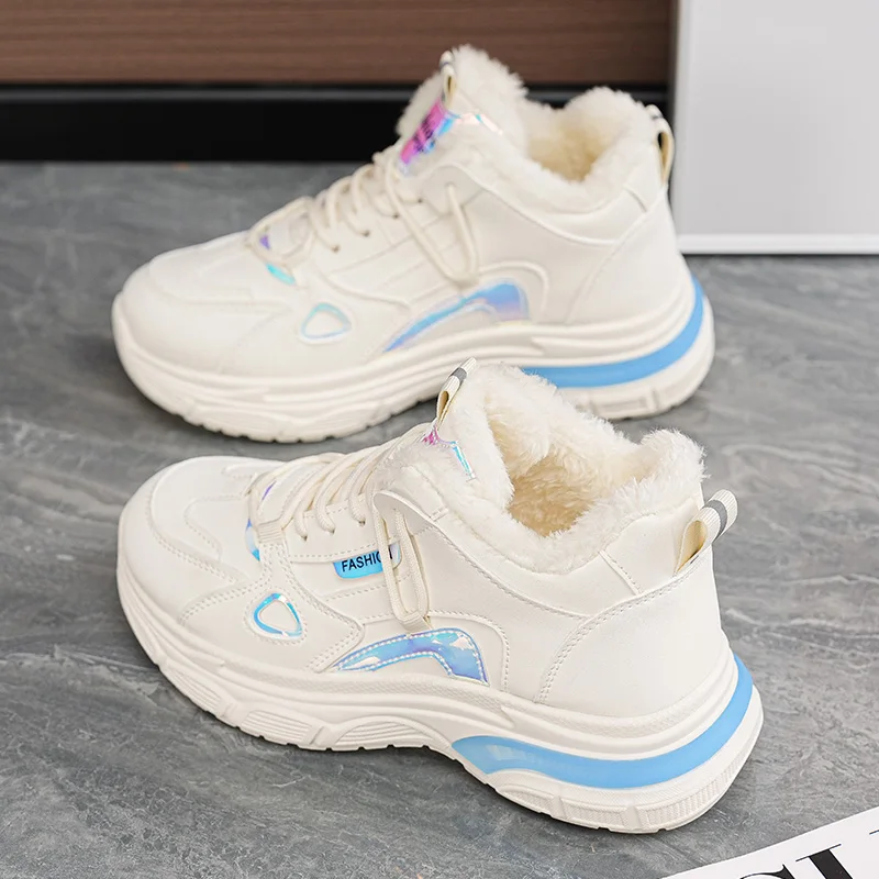 Women's High-Top Cotton Shoes Warm Fleece Lined Thickened Sports Dad Shoes Winter New Style Student All-Match White Sneakers
Women's High-Top Cotton Shoes Warm Fleece Lined Thickened Sports Dad Shoes Winter New Style Student All-Match White Sneakers
