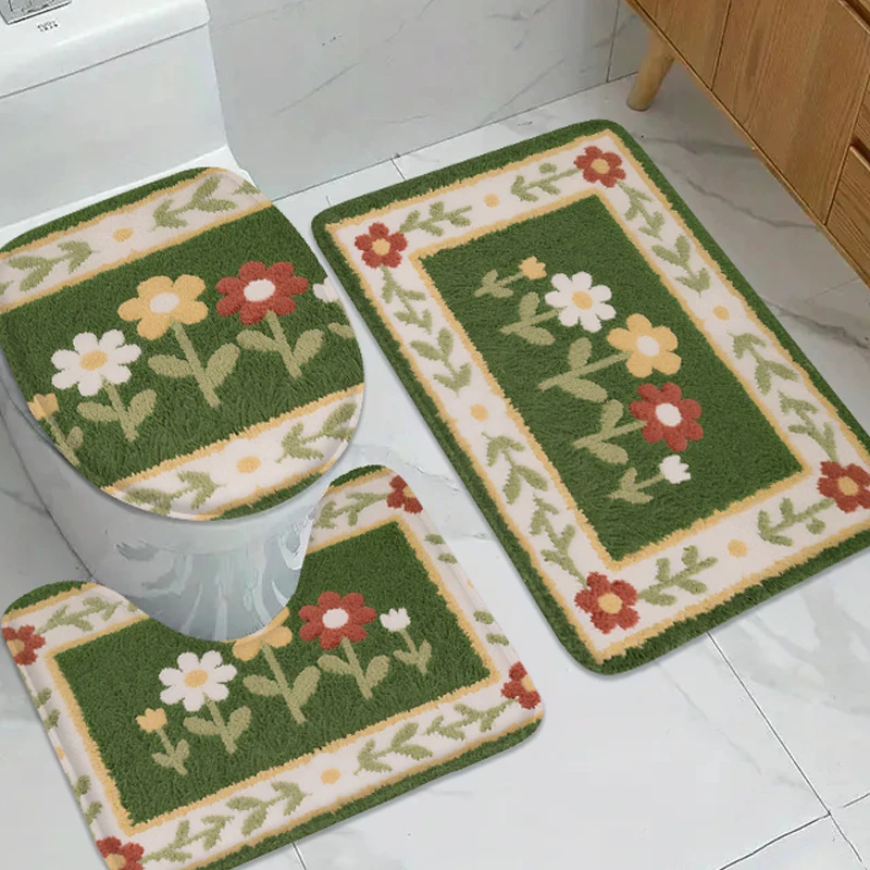 Летний комплект напольного коврика с цветочным принтом, противоскользящий коврик для ванной комнаты, небольшой ковер для душевой комнаты, коврик для сиденья унитаза, дверной коврик, декоративный коврик
Летний комплект напольного коврика с цветочным принтом, противоскользящий коврик для ванной комнаты, небольшой ковер для душевой комнаты, коврик для сиденья унитаза, дверной коврик, декоративный коврик