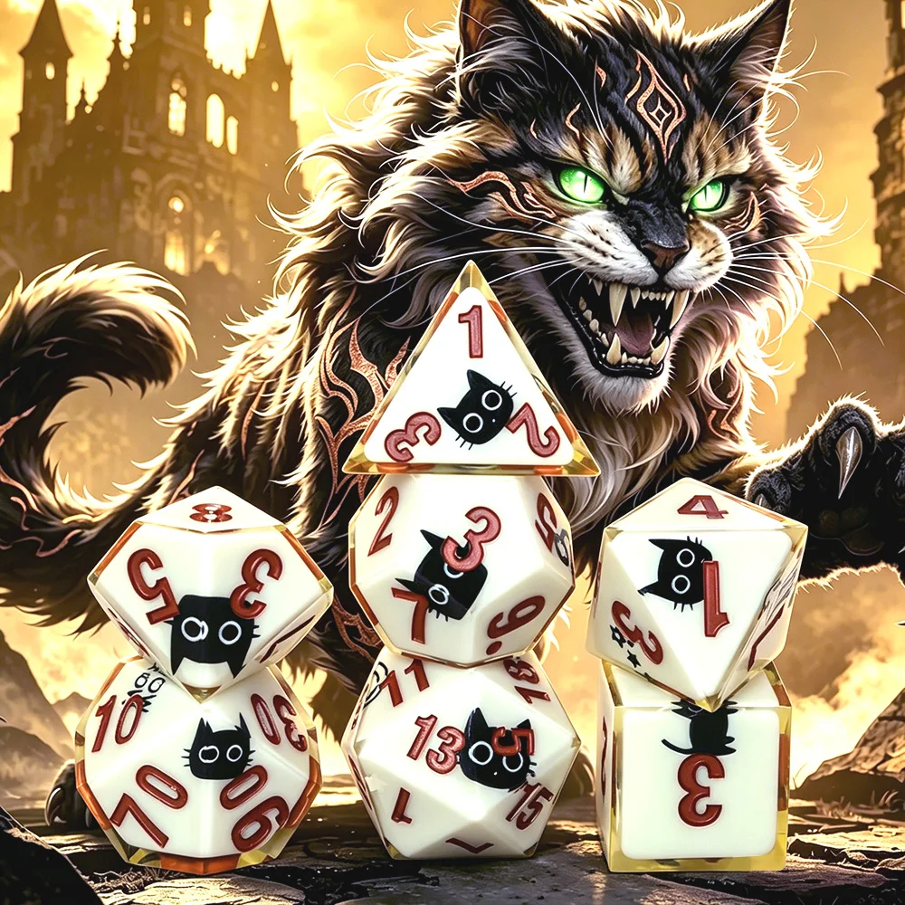 7pcs Magic Academy Cat Polyhedral Dice Set for Role Playing Games & Family Dice Game Night, Tabletop RPG Supplies & Party Game A
7pcs Magic Academy Cat Polyhedral Dice Set for Role Playing Games & Family Dice Game Night, Tabletop RPG Supplies & Party Game A