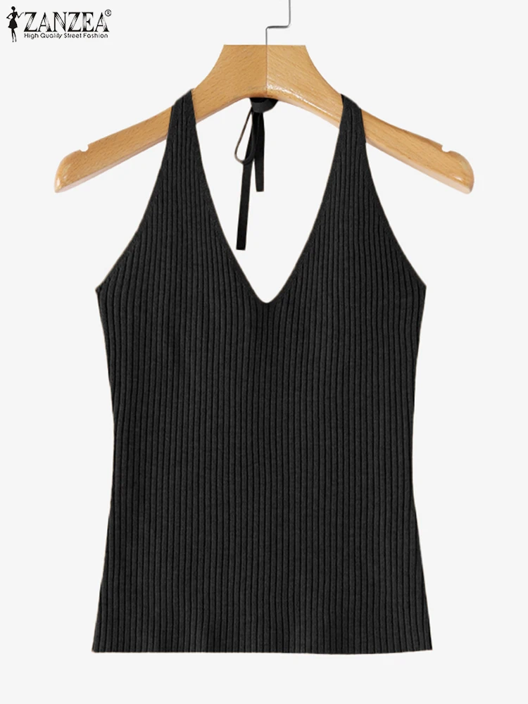 ZANZEA 2025 Fashion Women Knitted Halter Tops Sexy V Neck Sleeveless Tanks Off Shoulder Sweater Vest Vintage Solid Basic Camis
ZANZEA 2025 Fashion Women Knitted Halter Tops Sexy V Neck Sleeveless Tanks Off Shoulder Sweater Vest Vintage Solid Basic Camis