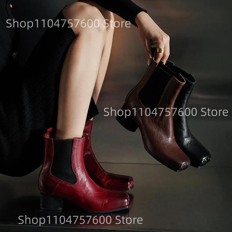 Женские кожаные ботильоны «Челси» с квадратным носком, дизайнерские ботинки на массивном каблуке в стиле ретро, очаровательные осенние повседневные женские элегантные офисные боты
Женские кожаные ботильоны «Челси» с квадратным носком, дизайнерские ботинки на массивном каблуке в стиле ретро, очаровательные осенние повседневные женские элегантные офисные боты