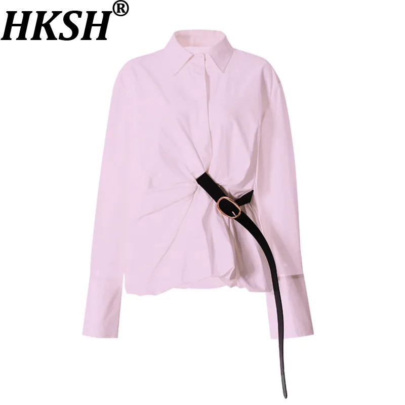 HKSH Spring Autumn New Women Shirt Turn-down Collar Long Sleeve Belt Waist Cinching Pleated Casual Chic High Street Tops HK11213
HKSH Spring Autumn New Women Shirt Turn-down Collar Long Sleeve Belt Waist Cinching Pleated Casual Chic High Street Tops HK11213