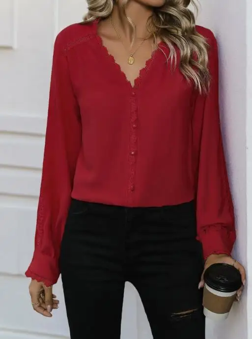 Women's Chiffon Shirt Spring New Elegant Fashion Intellectual Style Solid Color Simple Crochet Lace Splicing Chiffon Shirt
Women's Chiffon Shirt Spring New Elegant Fashion Intellectual Style Solid Color Simple Crochet Lace Splicing Chiffon Shirt