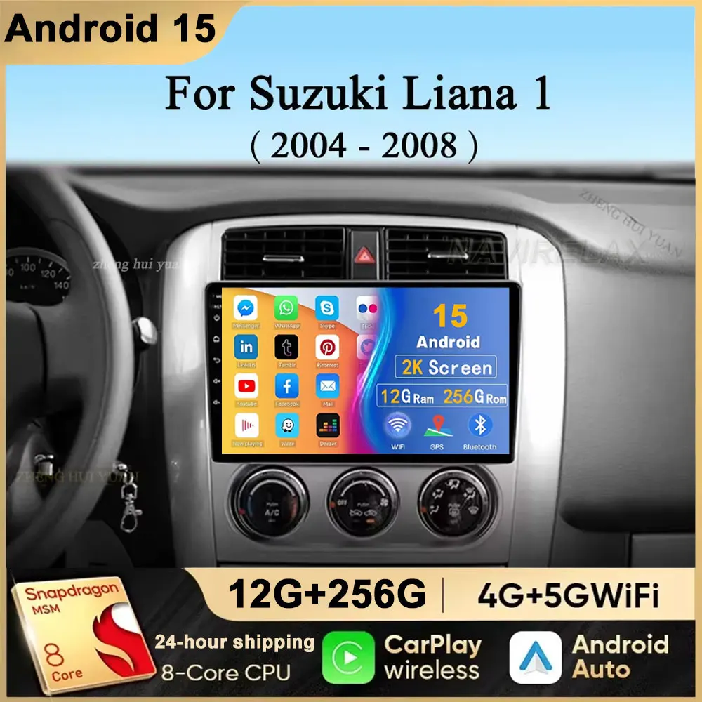Автомобильный радиоприемник Android 15 для Suzuki Liana 1 2004-2008 GPS NAVI QLED 4G LTE 5G WIFI Мультимедийный стерео видеоплеер Головное устройство 2DIN
Автомобильный радиоприемник Android 15 для Suzuki Liana 1 2004-2008 GPS NAVI QLED 4G LTE 5G WIFI Мультимедийный стерео видеоплеер Головное устройство 2DIN