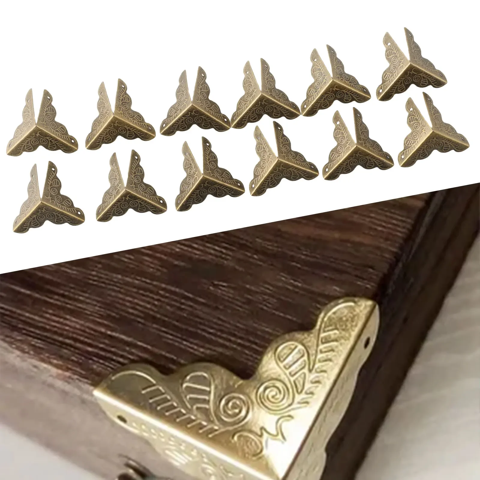 Protector Case Box Corners Brackets Furniture Home Accessories Carved Triangle With Screws 12pcs Decorative Brand New 
Protector Case Box Corners Brackets Furniture Home Accessories Carved Triangle With Screws 12pcs Decorative Brand New
