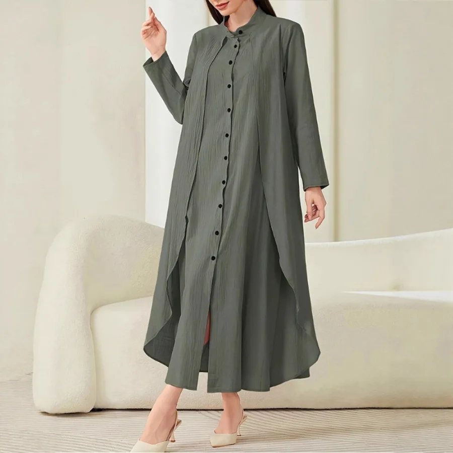 【New style】2026 spring and summer new best-selling dress, robe, modern women's fake two-piece solid color long dress, pure colo
【New style】2026 spring and summer new best-selling dress, robe, modern women's fake two-piece solid color long dress, pure colo