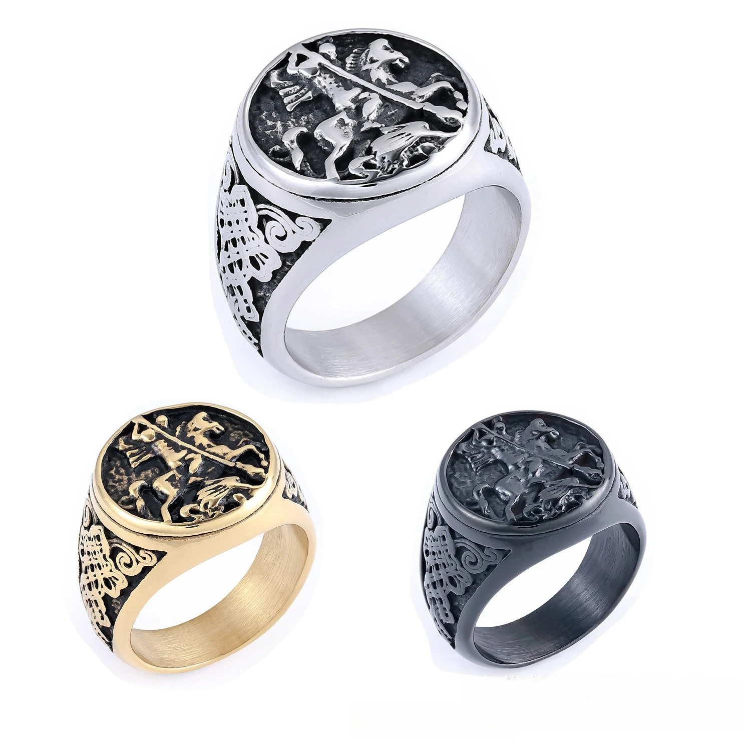 European Culture Ring Saint George Dragon Slayer Solid Stainless Steel Celtic Knot
European Culture Ring Saint George Dragon Slayer Solid Stainless Steel Celtic Knot