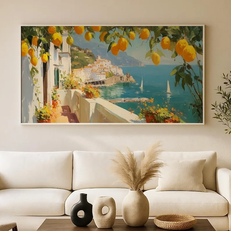 2D/Flat Modern Italian Lemon Tree Landscape Canvas Wall Art, Unframed Mediterranean Coast Prints for Living Room & Office Decor
2D/Flat Modern Italian Lemon Tree Landscape Canvas Wall Art, Unframed Mediterranean Coast Prints for Living Room & Office Decor