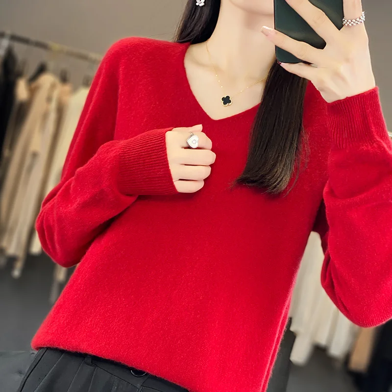New Fashion Autumn/Winter Merino Wool Pullover Sweater Solid Color V-Neck Long Sleeve Warm Top 100% Pure Wool Sweater-WQ013
New Fashion Autumn/Winter Merino Wool Pullover Sweater Solid Color V-Neck Long Sleeve Warm Top 100% Pure Wool Sweater-WQ013
