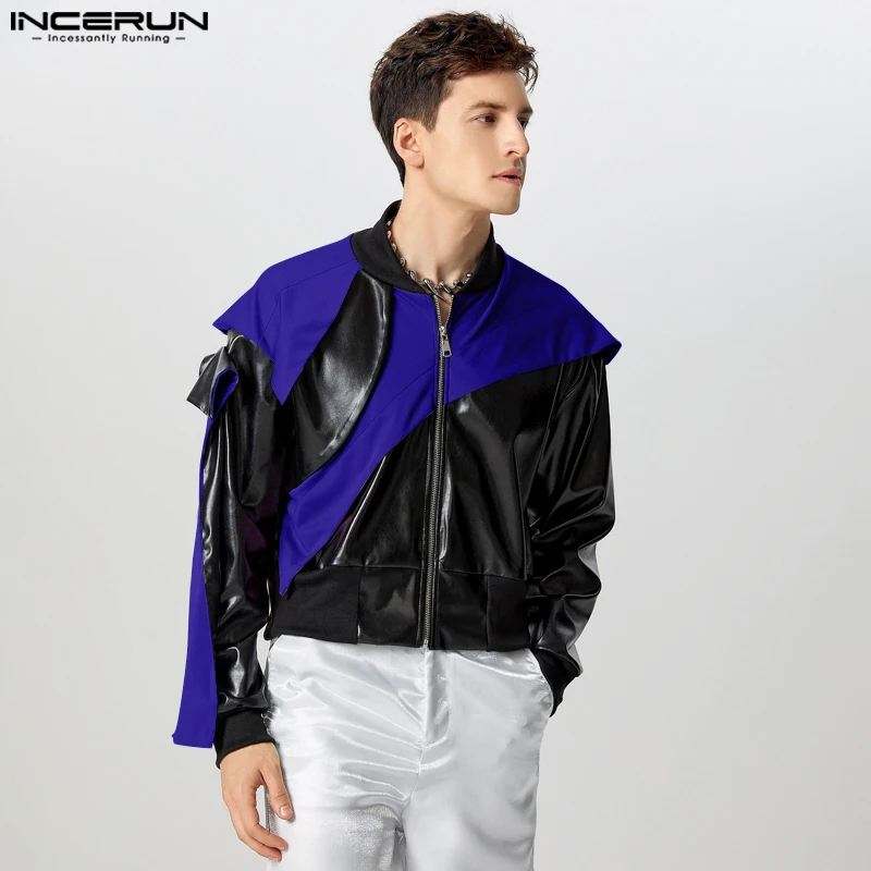 PU Leather Long Sleeve Jackets INCERUN Casual Colorblock Stand Collar Coats Handsome Outwear Male Irregular Patchwork Tops S-3XL
PU Leather Long Sleeve Jackets INCERUN Casual Colorblock Stand Collar Coats Handsome Outwear Male Irregular Patchwork Tops S-3XL