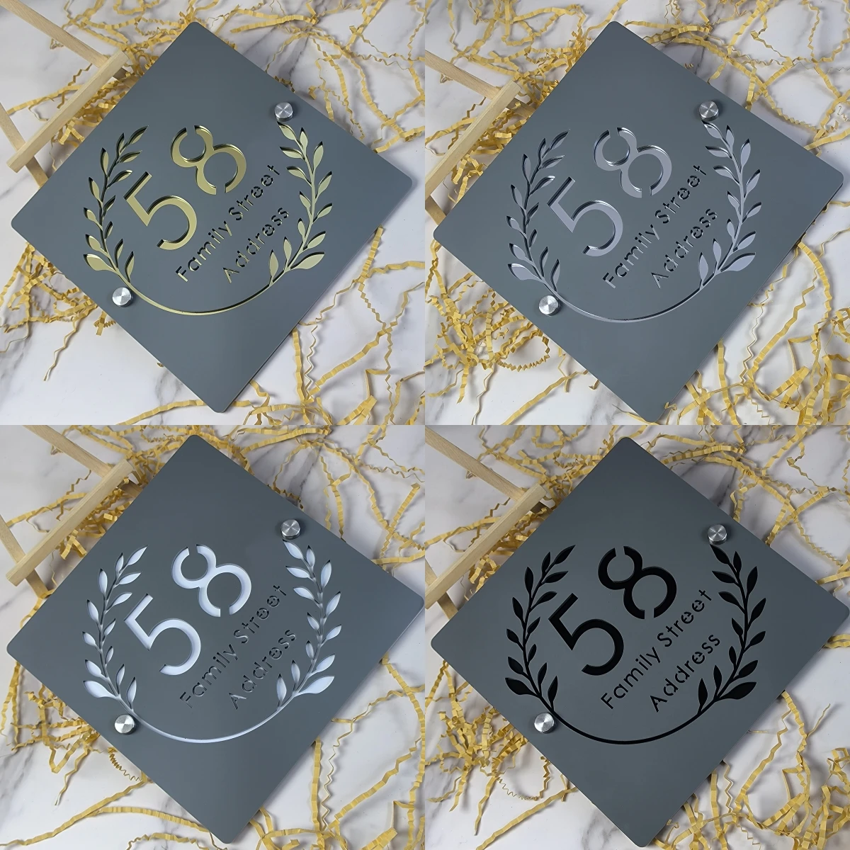 Gray Silver Personalized Custom Modern Font Laser Cut Acrylic Outdoor House Number Sign 3D Plate Address Plaque Name for Faimly
Gray Silver Personalized Custom Modern Font Laser Cut Acrylic Outdoor House Number Sign 3D Plate Address Plaque Name for Faimly