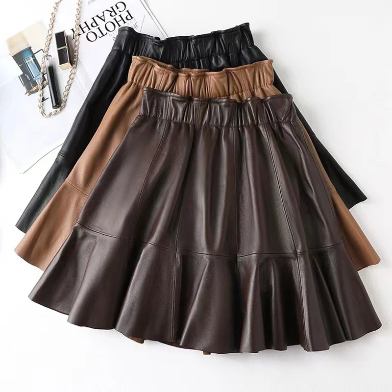 S-4XL Women Genuine Sheepskin Leather Skirt 2025 Spring Elastic High Waist Slim A-line Skirts Female Mini Real Leather Pleated
S-4XL Women Genuine Sheepskin Leather Skirt 2025 Spring Elastic High Waist Slim A-line Skirts Female Mini Real Leather Pleated