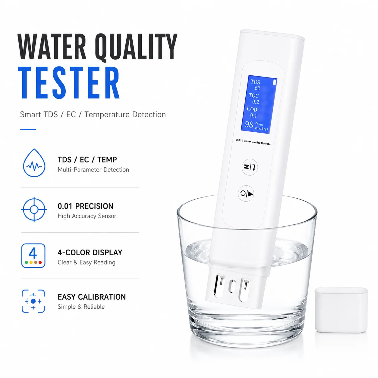6 in 1 Water Quality Tester, Professional TDS EC COD TOC UV275 Temperature Meter, Digital Water Testing Kit for Drinking Water
6 in 1 Water Quality Tester, Professional TDS EC COD TOC UV275 Temperature Meter, Digital Water Testing Kit for Drinking Water