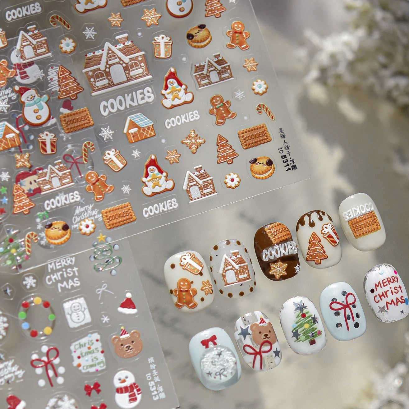 Merry Christmas Funny Cookie Bear Rabbit Dog Bowknot Snowflake Bell House Tree Snowman Star Nail Art Stickers Manicure Decals
Merry Christmas Funny Cookie Bear Rabbit Dog Bowknot Snowflake Bell House Tree Snowman Star Nail Art Stickers Manicure Decals