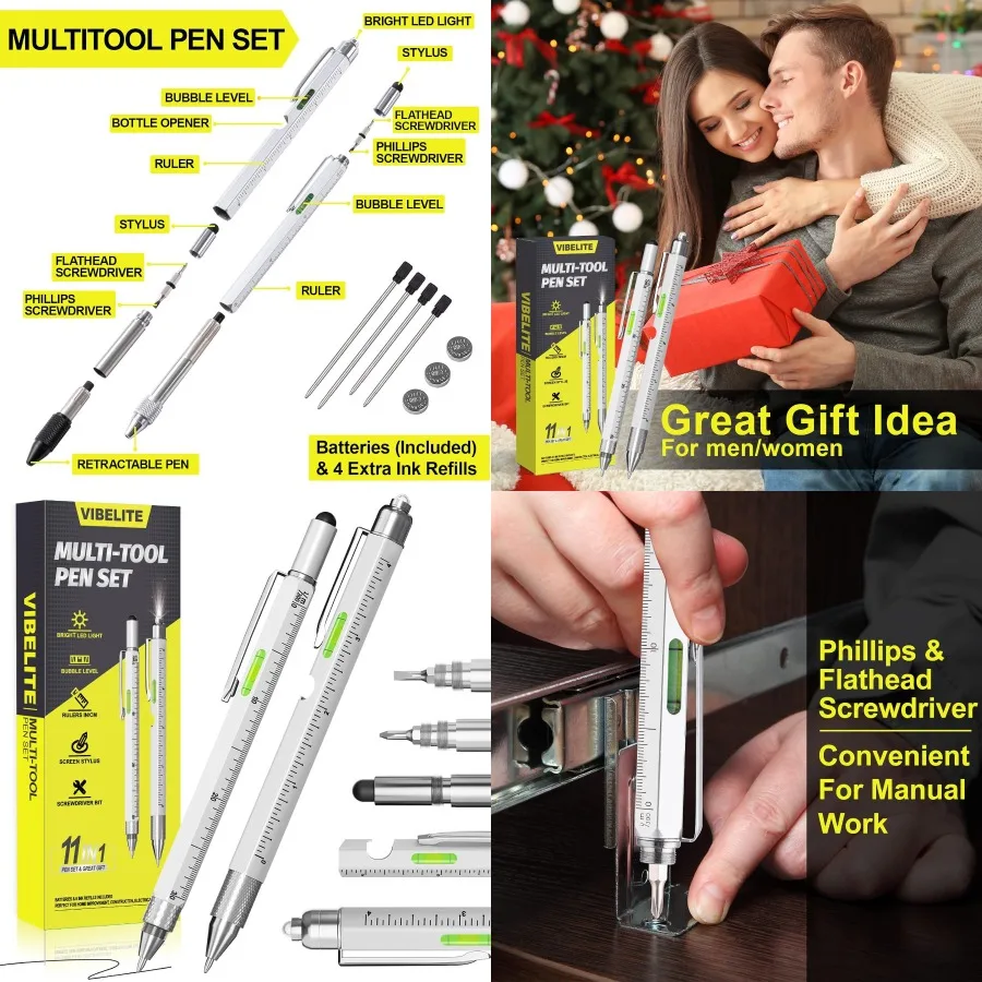 Набор многофункциональных ручек 11 в 1, со светодиодным стилусом, встроенная отвертка с плоской головкой, компактный гаджет для повседневного использования, идеально подходит для мужчин W
Набор многофункциональных ручек 11 в 1, со светодиодным стилусом, встроенная отвертка с плоской головкой, компактный гаджет для повседневного использования, идеально подходит для мужчин W