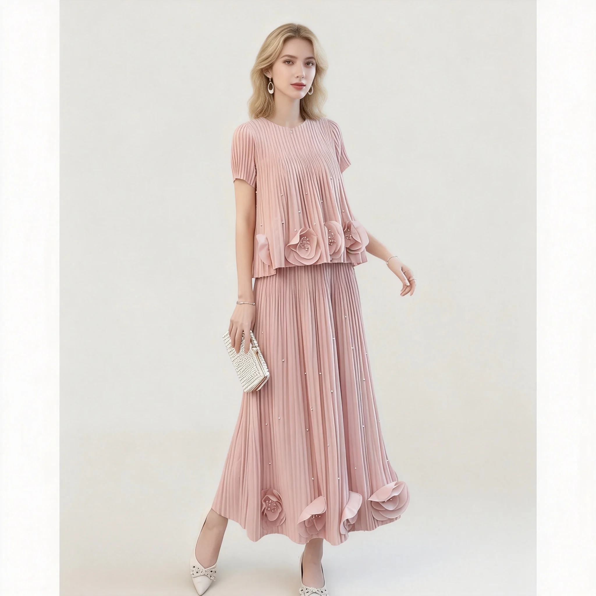 Miyake Pleated Women's Casual Skirt Suit 2026 New Japanese Design Solid Color Custom-made Top + Skirt Elegant Two-piece Set
Miyake Pleated Women's Casual Skirt Suit 2026 New Japanese Design Solid Color Custom-made Top + Skirt Elegant Two-piece Set
