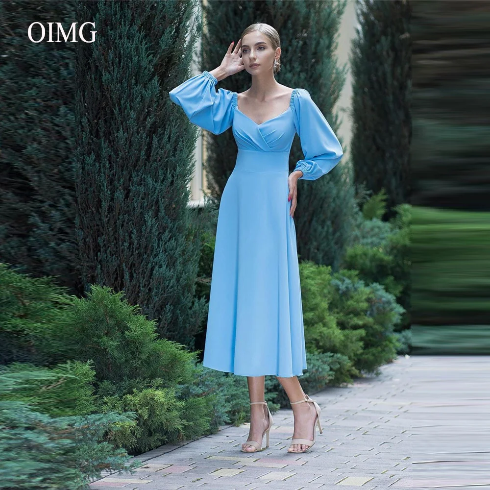 Light Blue Simple Formal Party Dress Long Sleeves Sweetheart Tea Length Prom Evening Gowns Arabic Women Robe De Soiree
Light Blue Simple Formal Party Dress Long Sleeves Sweetheart Tea Length Prom Evening Gowns Arabic Women Robe De Soiree