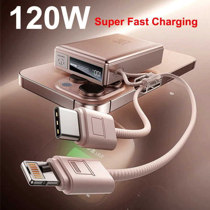 120W Super Fast Charging Power Bank 20000mAh Built-in Cable Powerbank Portable External Battery for iPhone Samsung Huawei Xiaomi
120W Super Fast Charging Power Bank 20000mAh Built-in Cable Powerbank Portable External Battery for iPhone Samsung Huawei Xiaomi