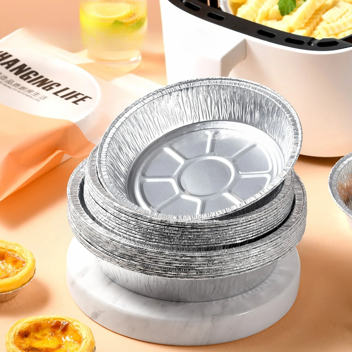 10pcs Round Foil Trays Flan Dish Silver Foil Food Container Disposable Aluminum Foil Plate Tin Foils Pie Pans for Air Fryer
10pcs Round Foil Trays Flan Dish Silver Foil Food Container Disposable Aluminum Foil Plate Tin Foils Pie Pans for Air Fryer