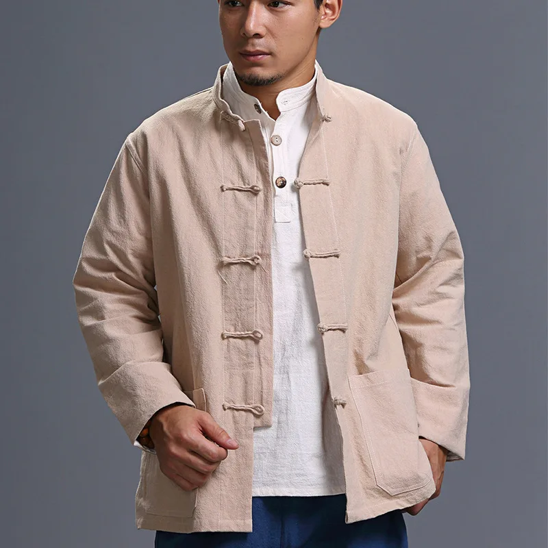 Zhongshan National Clothing Men's Stand Collar Long Sleeve Linen Cotton Chinese Knot Button Shirt Ethnic Style Costume
Zhongshan National Clothing Men's Stand Collar Long Sleeve Linen Cotton Chinese Knot Button Shirt Ethnic Style Costume