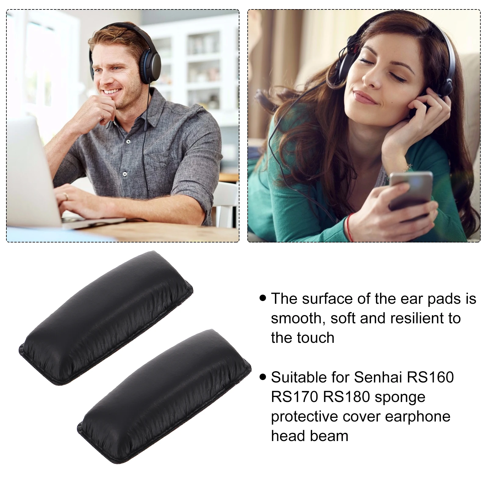 2 pcs Headphone Headband Cushion Pads Black Memory Foam Soft Elastic Durable Scratch Resistant Lightweight for
2 pcs Headphone Headband Cushion Pads Black Memory Foam Soft Elastic Durable Scratch Resistant Lightweight for