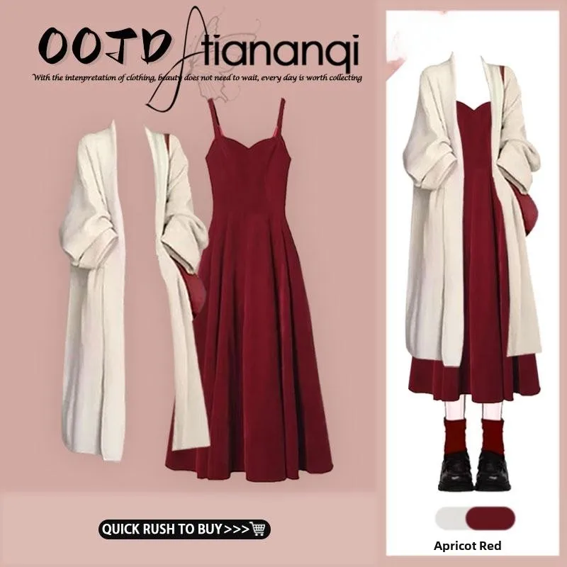 2024 Autumn New Mid-Length Knitted Open Cardigan Coat Outerwear Woolen Dress Set Red Women's Fashion Set Long Sleeve
2024 Autumn New Mid-Length Knitted Open Cardigan Coat Outerwear Woolen Dress Set Red Women's Fashion Set Long Sleeve