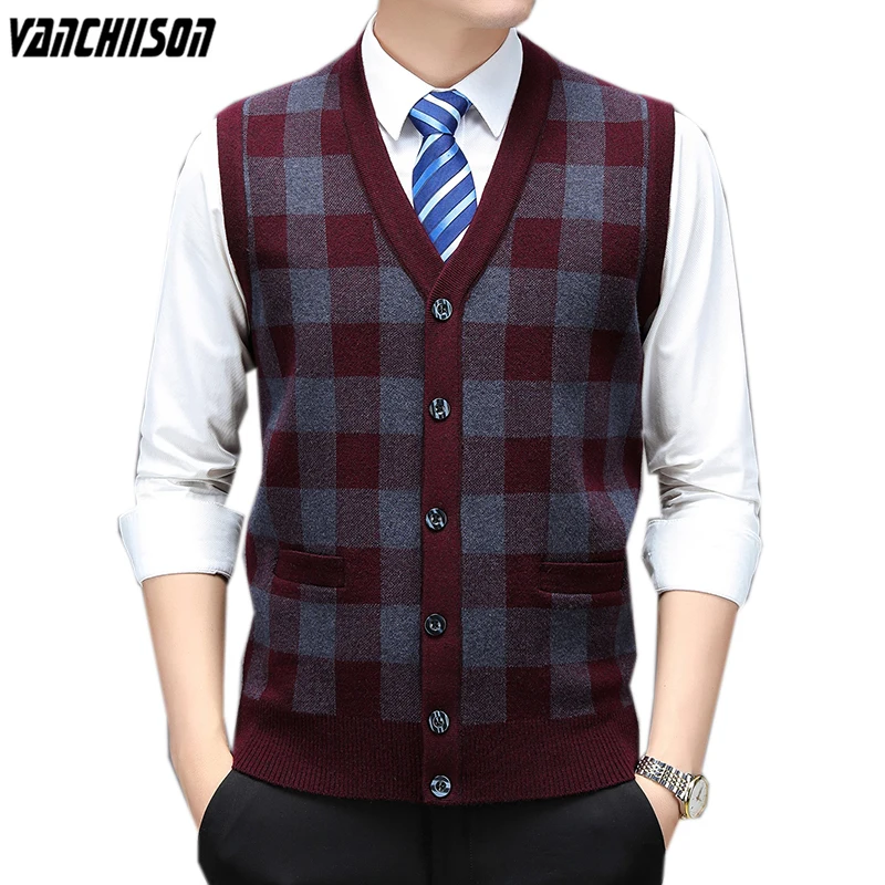 Men Wool Knit Vest Sleeveless Sweater Cardigan Thick for Autumn Winter Buttons Down V Neck Pocket Plaids Vintage Casual 00990
Men Wool Knit Vest Sleeveless Sweater Cardigan Thick for Autumn Winter Buttons Down V Neck Pocket Plaids Vintage Casual 00990
