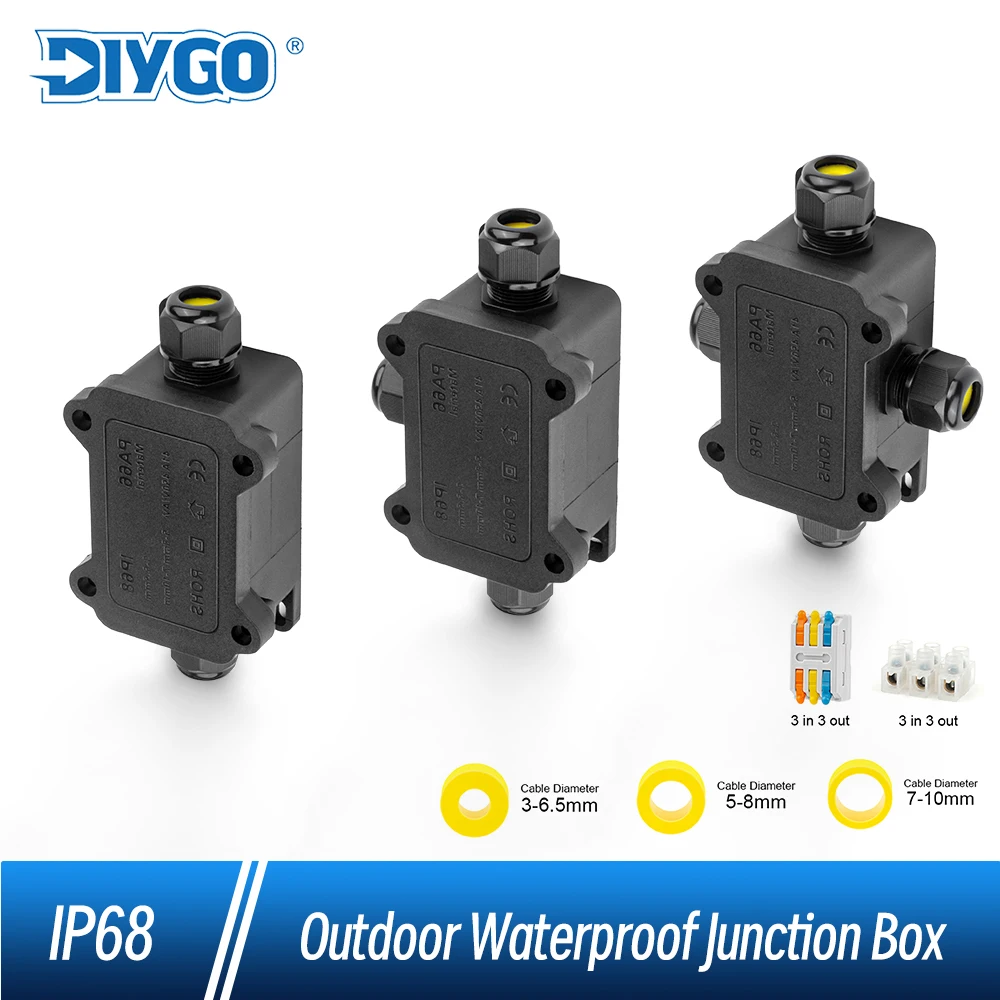 IP68 Waterproof Junction Box 2-4 Way LED Outdoor Boxes Electrical Cable Wire Connector Line Protection For Wiring Accessories
IP68 Waterproof Junction Box 2-4 Way LED Outdoor Boxes Electrical Cable Wire Connector Line Protection For Wiring Accessories