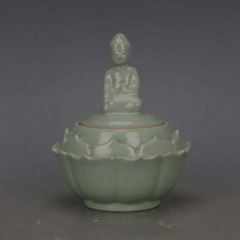 6.3" Chinese Song Porcelain Ru Kiln Green Glaze Hacking Buddha Tea-leaves Pot
6.3" Chinese Song Porcelain Ru Kiln Green Glaze Hacking Buddha Tea-leaves Pot