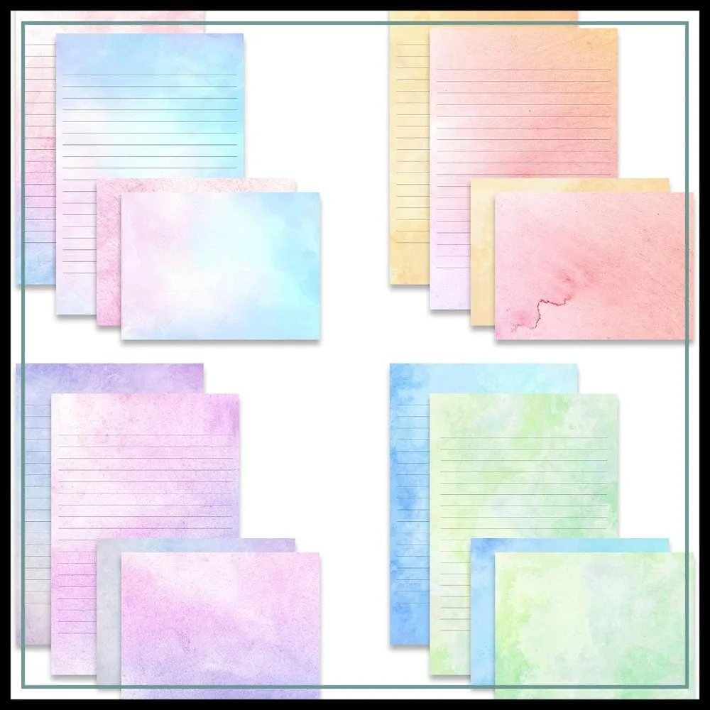 72 Pcs Stationery Set with Envelopes, 48 Lined Watercolor Sheets + 24 Matching Envelopes, 8 Designs, 5.5x8.25 inch Double Sided Printing Paper for Letter Writing
72 Pcs Stationery Set with Envelopes, 48 Lined Watercolor Sheets + 24 Matching Envelopes, 8 Designs, 5.5x8.25 inch Double Sided Printing Paper for Letter Writing