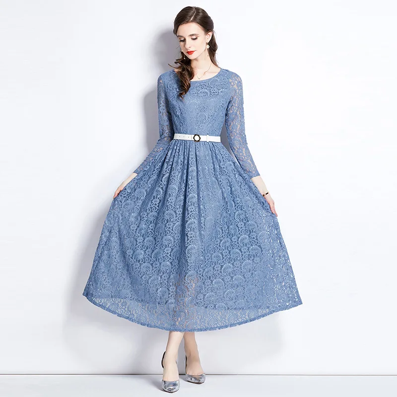 2025 Spring and Autumn New Style Elegant Retro Fashion Lace Flared Long Dress(with Belt) C001
2025 Spring and Autumn New Style Elegant Retro Fashion Lace Flared Long Dress(with Belt) C001