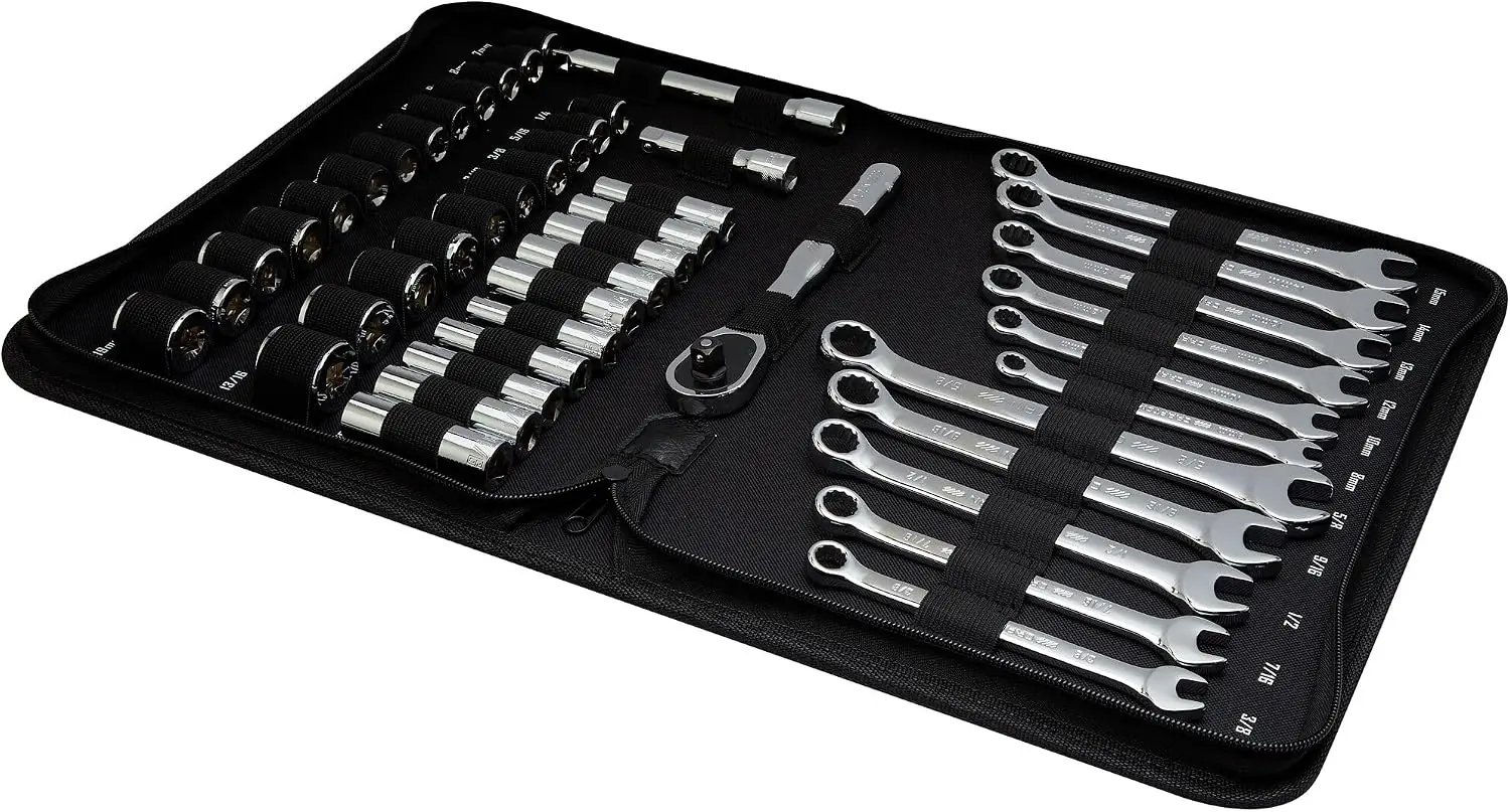 47-Piece Mechanics Tool Set, 3/8" Drive, 72-Tooth Ratchet, Soft Case
47-Piece Mechanics Tool Set, 3/8" Drive, 72-Tooth Ratchet, Soft Case