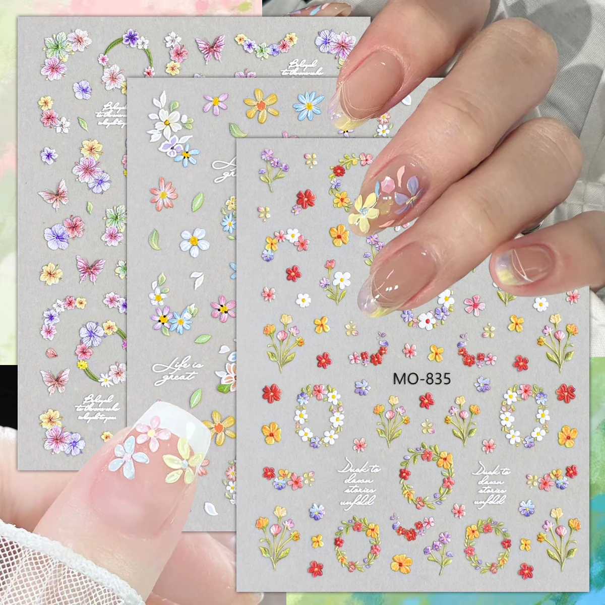 3/6/12 Sheets Colorful Floral Wreath Nail Stickers 5D Embossed Flower Nail Art Decals Spring Summer Cute DIY Manicure
3/6/12 Sheets Colorful Floral Wreath Nail Stickers 5D Embossed Flower Nail Art Decals Spring Summer Cute DIY Manicure