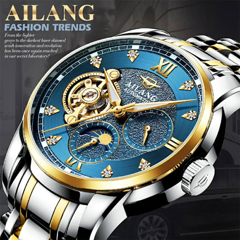 AILANG Tourbillon Series Center Skeleton Flywheel Personalized Design Unique Watch Face Design Men's Automatic Mechanical Watch
AILANG Tourbillon Series Center Skeleton Flywheel Personalized Design Unique Watch Face Design Men's Automatic Mechanical Watch