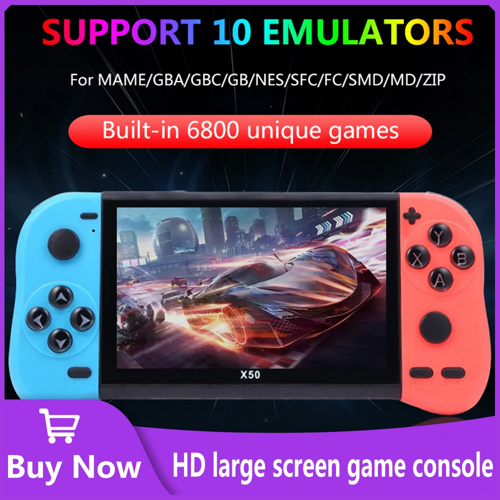 Игровая консоль 5,1 дюйма Портативная портативная игровая консоль в стиле ретро TFT с цветным экраном 6800, недублимирующий игровой аркадный HD-видеоплеер
Игровая консоль 5,1 дюйма Портативная портативная игровая консоль в стиле ретро TFT с цветным экраном 6800, недублимирующий игровой аркадный HD-видеоплеер