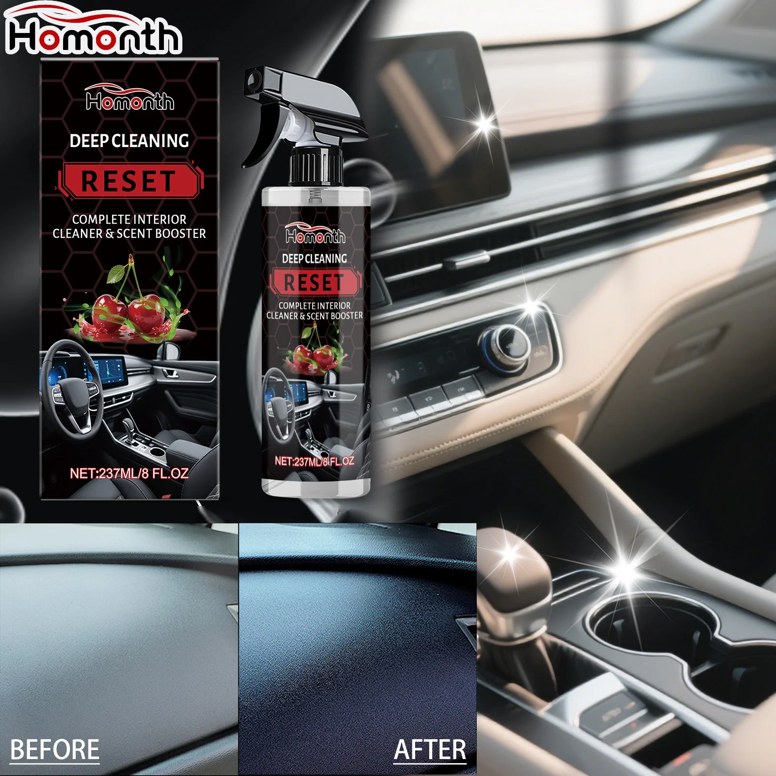 Car Interior Cleaner Spray 237ml Leather Seats Upholstery Cleaner Cherry Scent Odor Eliminator Fast Acting Formula Autocare
Car Interior Cleaner Spray 237ml Leather Seats Upholstery Cleaner Cherry Scent Odor Eliminator Fast Acting Formula Autocare