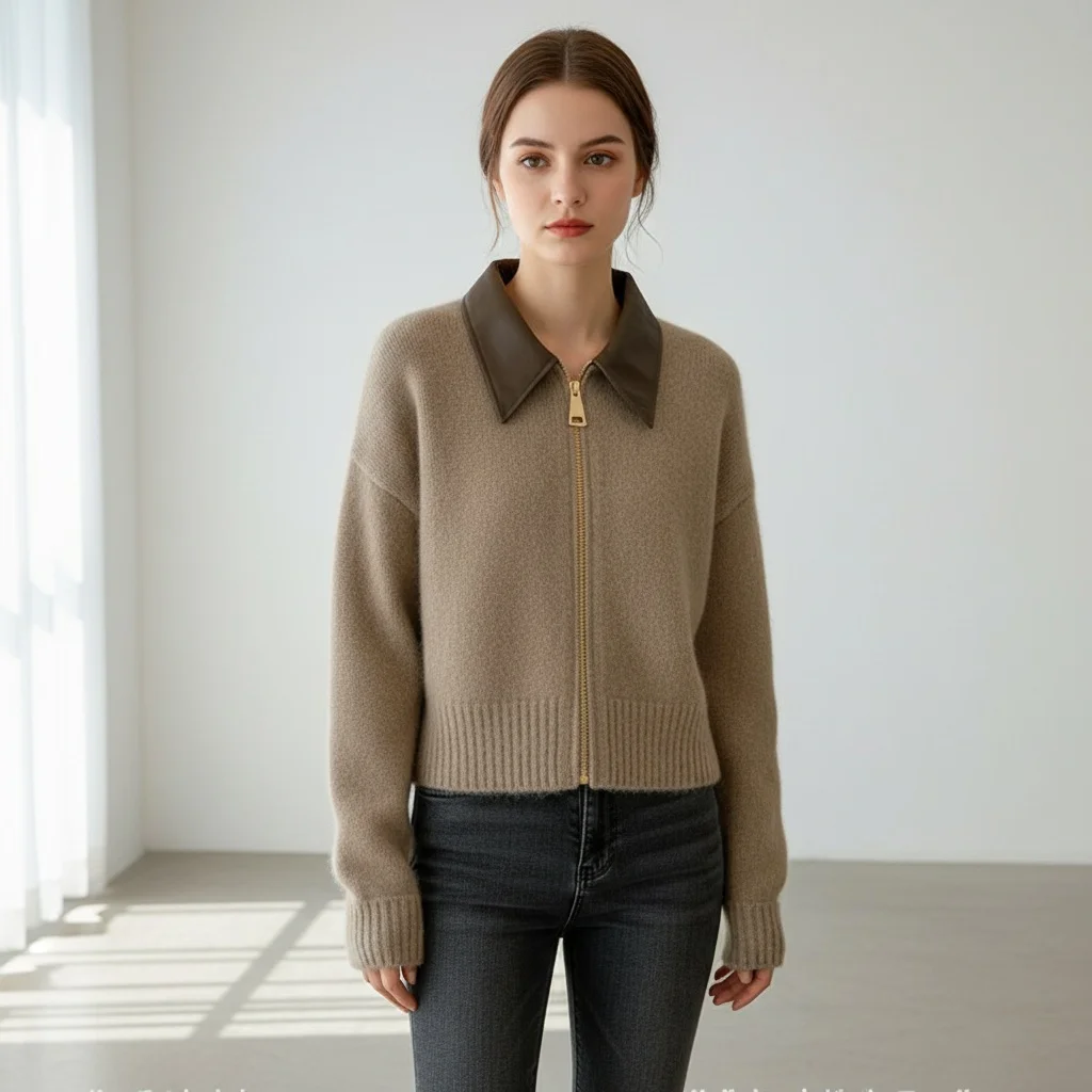 Spliced Leather Collar Knit Sweater Women Fashion Double Zipper Cardigan Spring Autumn New Soft Vintage Long Sleeve Streetwear
Spliced Leather Collar Knit Sweater Women Fashion Double Zipper Cardigan Spring Autumn New Soft Vintage Long Sleeve Streetwear