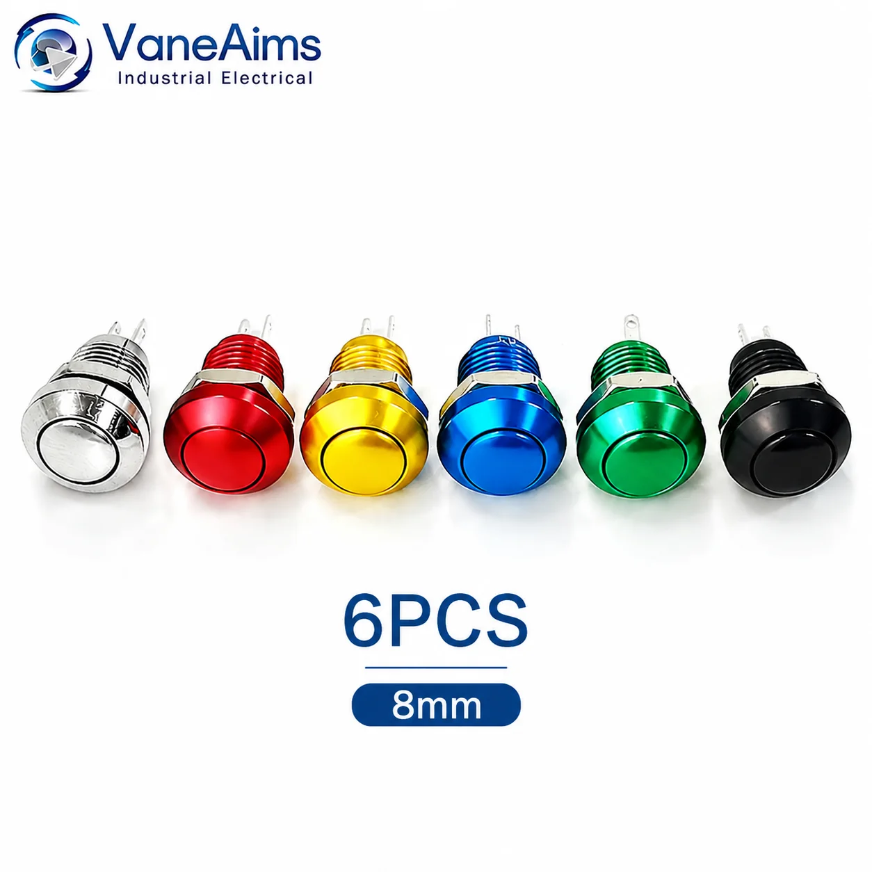 6pcs 8mm Mini Metal Push Button Switch Waterproof IP65 Self-Reset Momentary Switch Red Green Blue Yellow Silver for Automotive
6pcs 8mm Mini Metal Push Button Switch Waterproof IP65 Self-Reset Momentary Switch Red Green Blue Yellow Silver for Automotive
