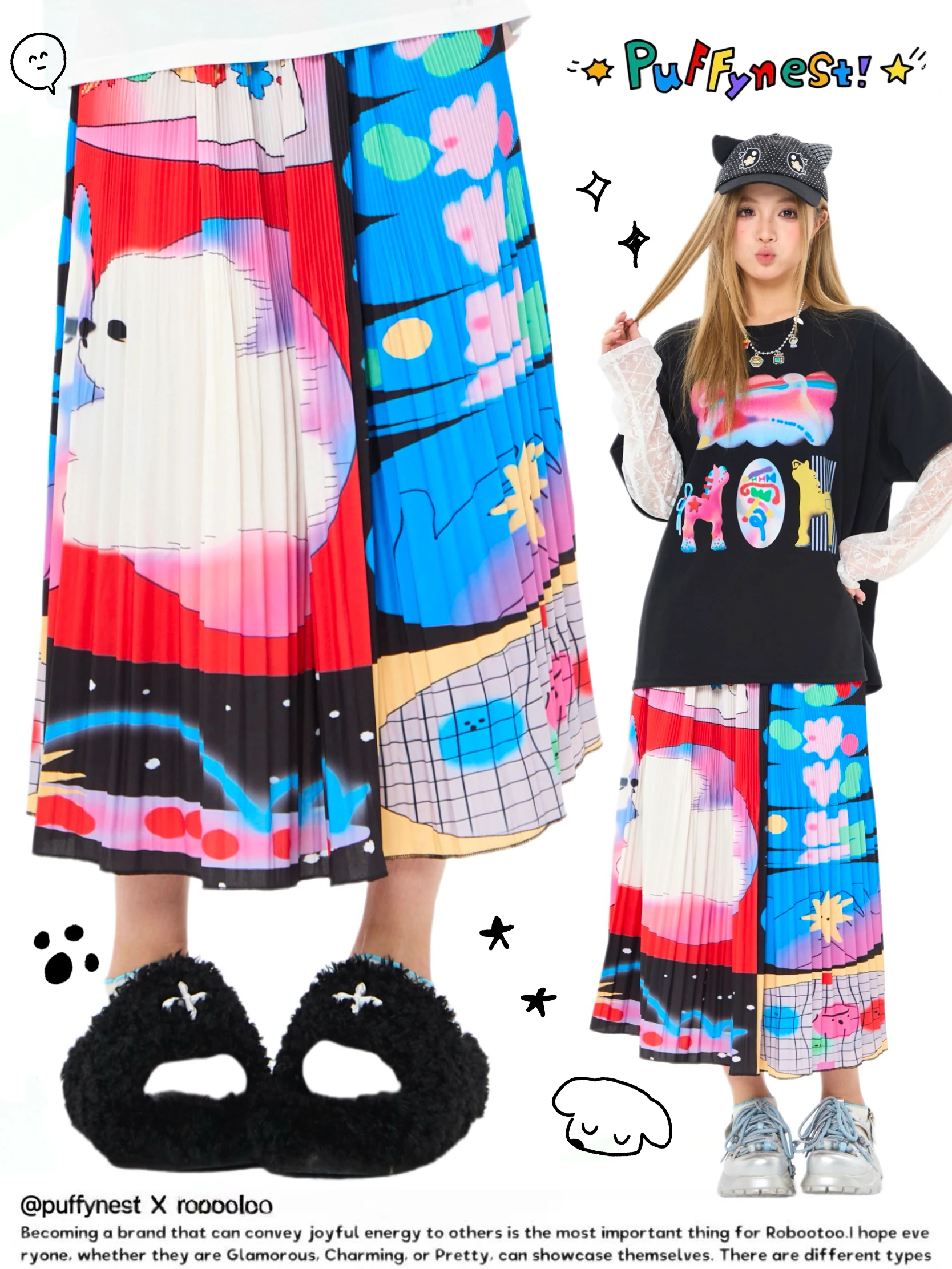 Puffynest Original Illustration Artist Ghostly Girl Print Elastic Waist A-Line Versatile Pleated Skirt for Ladies
Puffynest Original Illustration Artist Ghostly Girl Print Elastic Waist A-Line Versatile Pleated Skirt for Ladies
