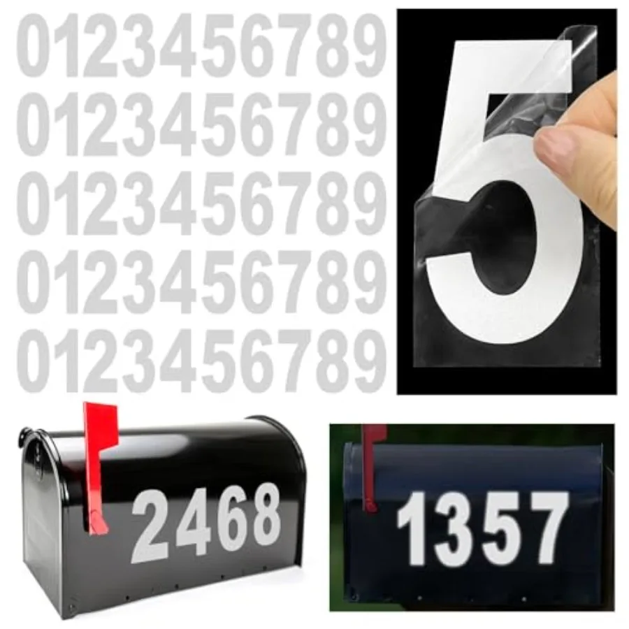 3 inch Reflective Mailbox Numbers Sticker 0-9, 5 Sets for Outside, Strong Self Adhesive Vinyl House Numbers for mailbox, Signs,
3 inch Reflective Mailbox Numbers Sticker 0-9, 5 Sets for Outside, Strong Self Adhesive Vinyl House Numbers for mailbox, Signs,