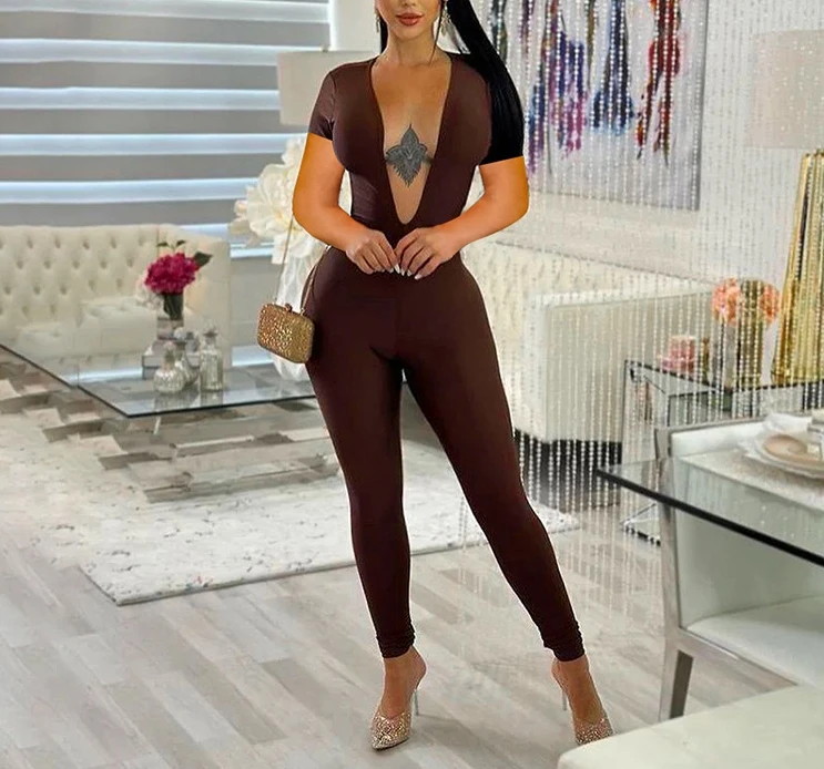 2024 Woman Long Jumpsuits Elegant Sexy Tight Fitting Deep V Backless Short Sleeved Jumpsuit New Fashion Casual One Pieces
2024 Woman Long Jumpsuits Elegant Sexy Tight Fitting Deep V Backless Short Sleeved Jumpsuit New Fashion Casual One Pieces