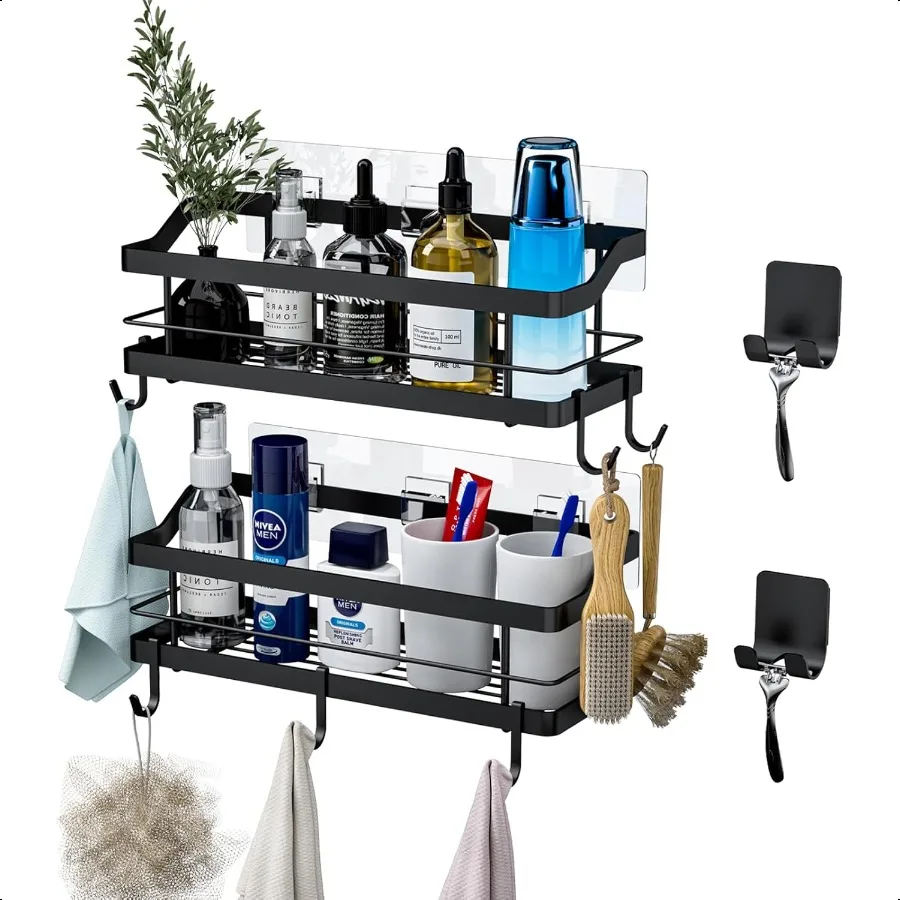 Shower Caddy Bathroom Shelf 2Pack Basket with 8 Hooks for Hanging Shampoo Conditioner Stainless Steel Rack Wall Mounted Storage
Shower Caddy Bathroom Shelf 2Pack Basket with 8 Hooks for Hanging Shampoo Conditioner Stainless Steel Rack Wall Mounted Storage