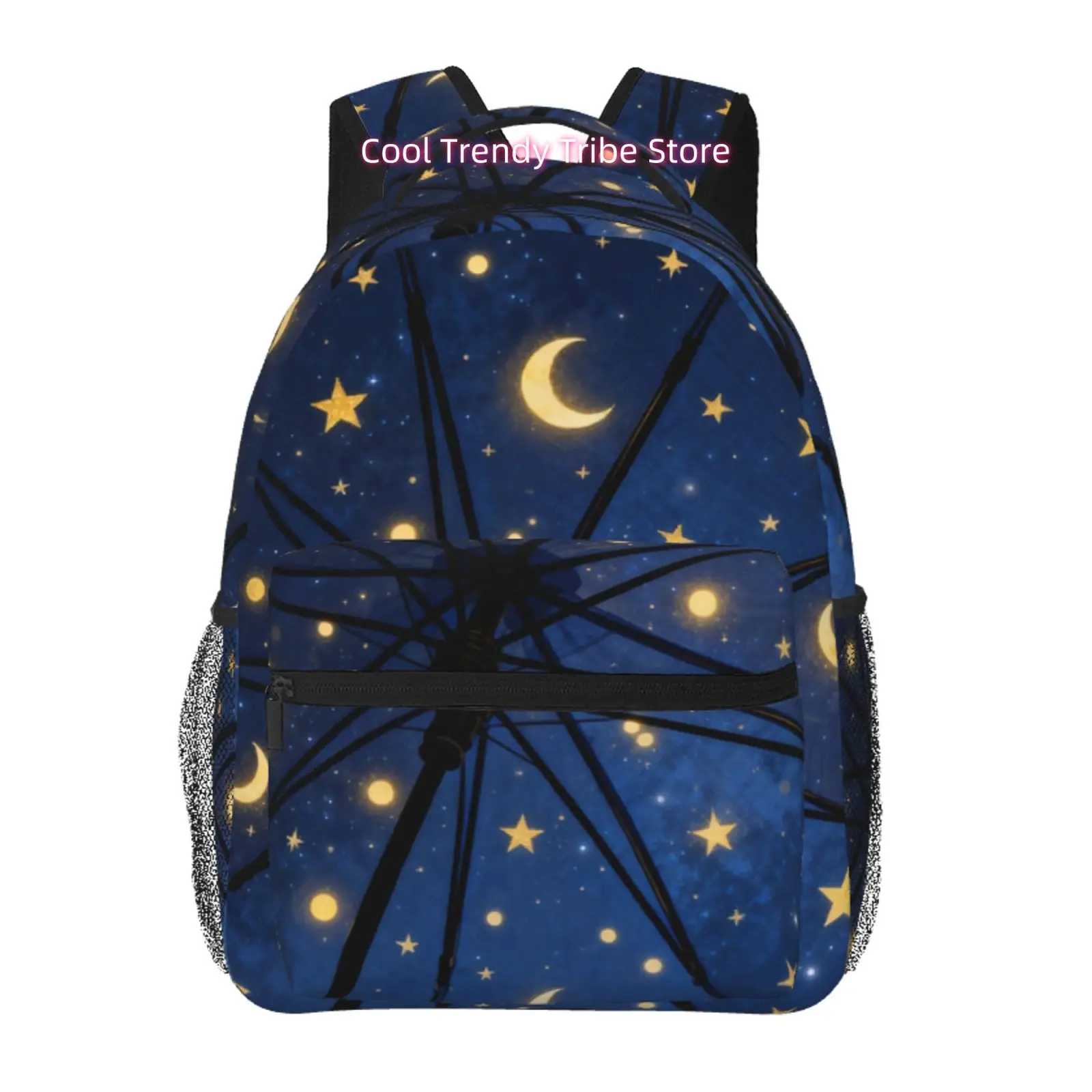 Blue Night Sky with Moon and Star Umbrella Print Backpack, High Quality Oxford Cloth Casual Daypack, Adjustable Straps, for Work
Blue Night Sky with Moon and Star Umbrella Print Backpack, High Quality Oxford Cloth Casual Daypack, Adjustable Straps, for Work